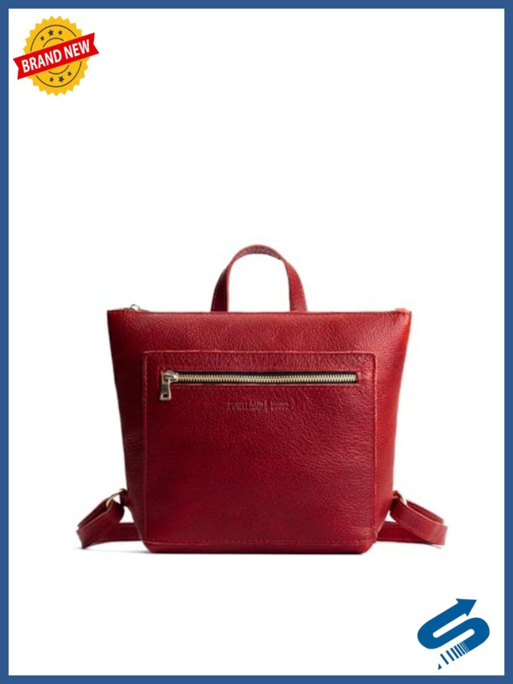 Small Full-Grain Leather Tote Backpack with Zipper, Adjustable Straps, Exterior